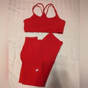 Women's Red Sports Bra and Leggings Set